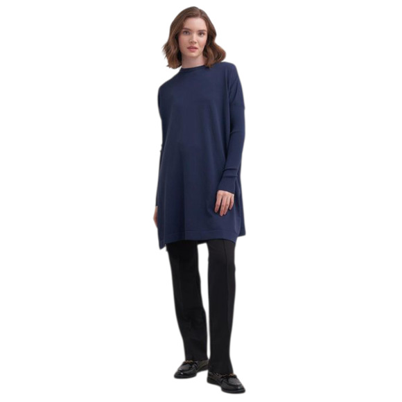 J Jill Round Neck Long Sleeve Tunic Cotton Blend Sweater Navy Blue Size Medium - Picture 1 of 8